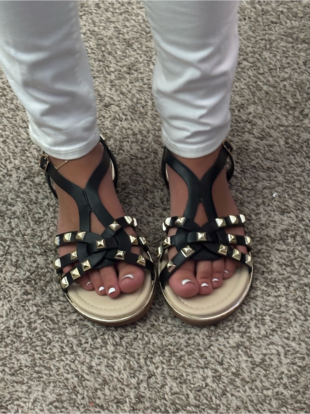 J. Adams Black With Gold Studs Bohemian Women's Sandals Sz 8 New